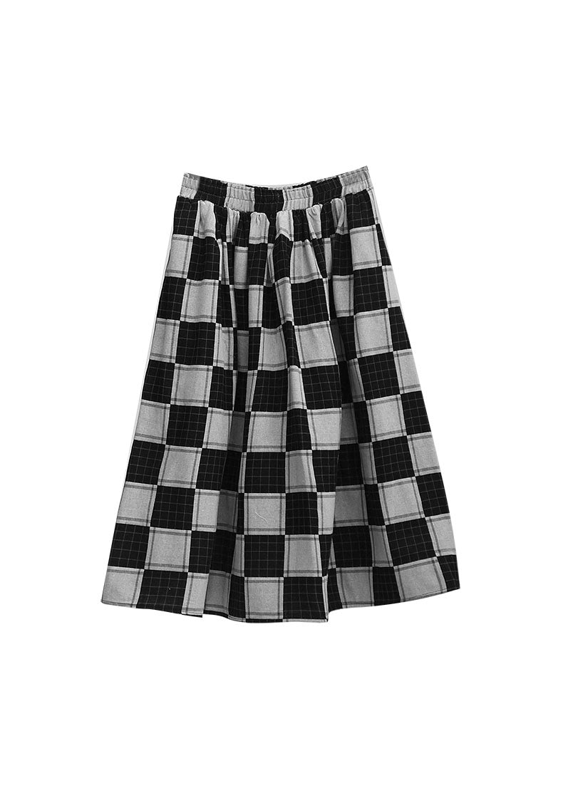 Chic Colorblock elastische Taille Plaid Rock Frühling