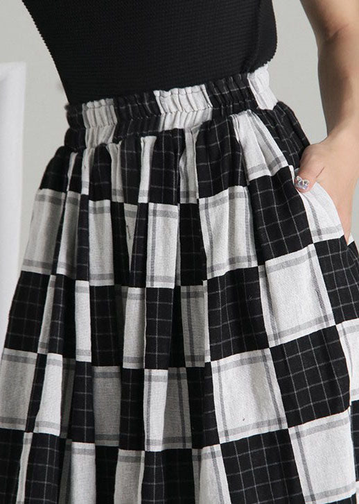 Chic Colorblock elastische Taille Plaid Rock Frühling