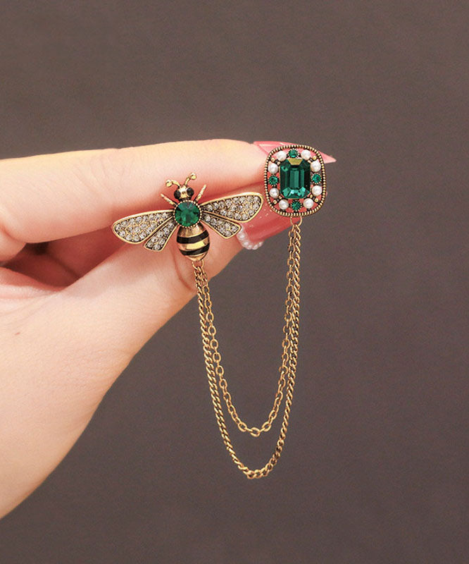 Elegante Broschen mit Zirkon-Bienenquaste aus vergoldetem Kupfer