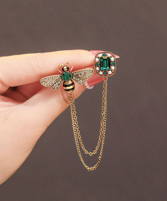 Elegante Broschen mit Zirkon-Bienenquaste aus vergoldetem Kupfer