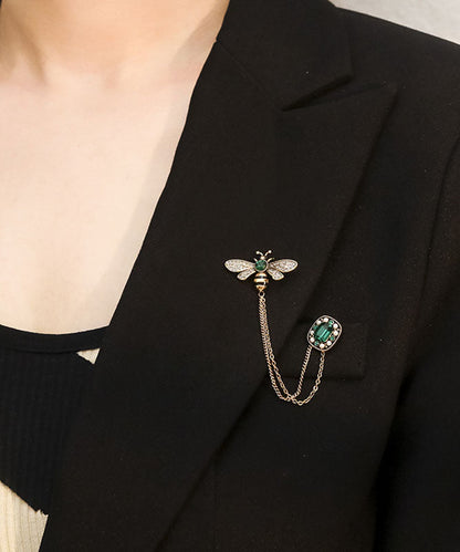 Elegante Broschen mit Zirkon-Bienenquaste aus vergoldetem Kupfer