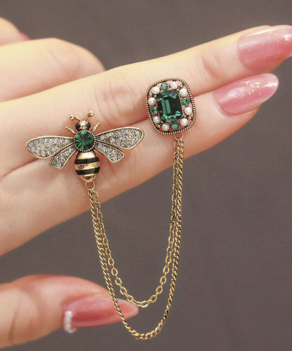 Elegante Broschen mit Zirkon-Bienenquaste aus vergoldetem Kupfer