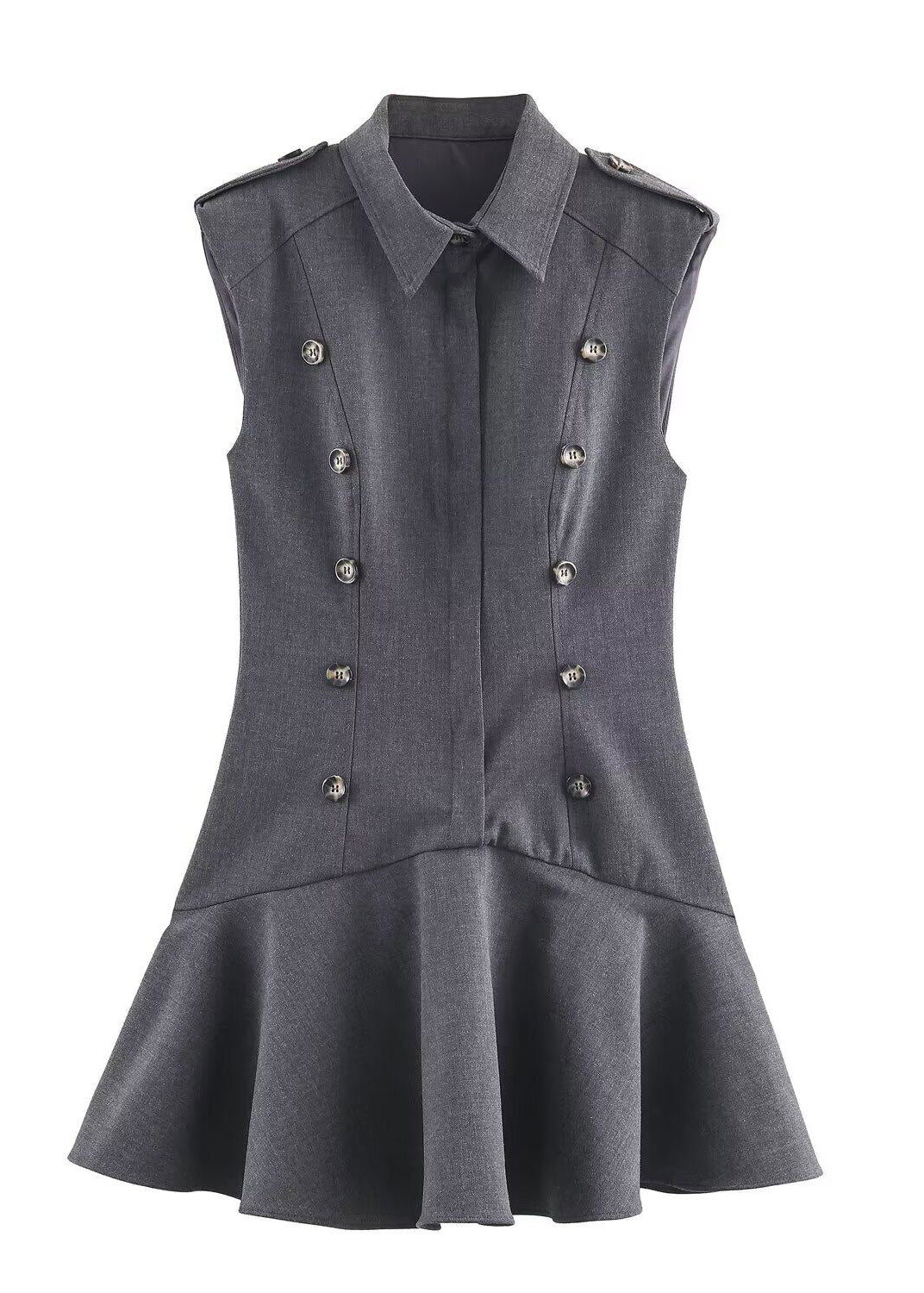 Chic Dark Green Peter Pan Collar Patchwork Cotton Mini Dresses Summer