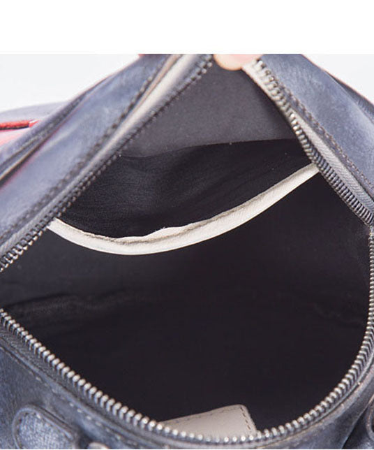 Schicke dunkelgraue Umhängetasche aus Leder mit Tier-Patchwork-Muster