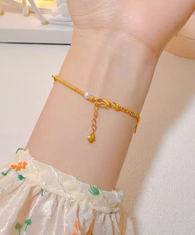 Schickes, antikes Cloisonné-Armband mit Blumenanhängern aus Gold