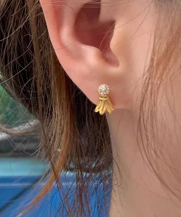 Pendientes asimétricos con forma de raqueta de bádminton y circonitas de aleación de cobre y oro