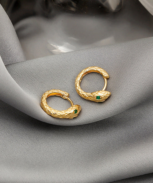 Chic Gold Serpentine Metal Copper Hoop Earrings