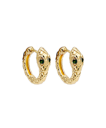 Chic Gold Serpentine Metal Copper Hoop Earrings