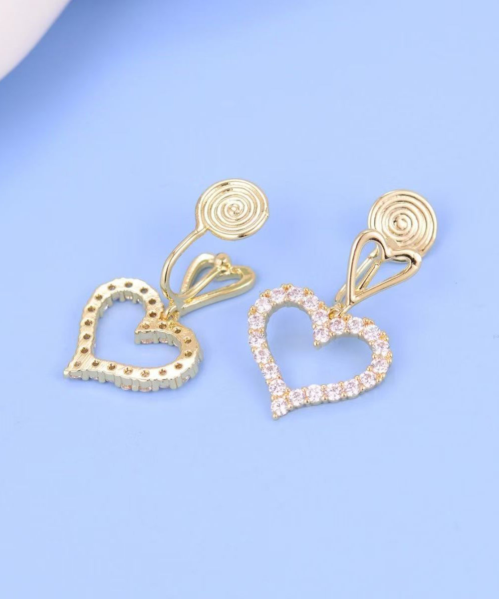 Chic Gold Sterling Silver Overgild Zircon Hollow Out Love Drop Earrings