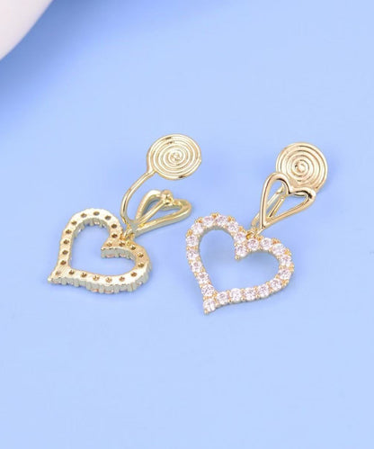 Chic Gold Sterling Silver Overgild Zircon Hollow Out Love Drop Earrings