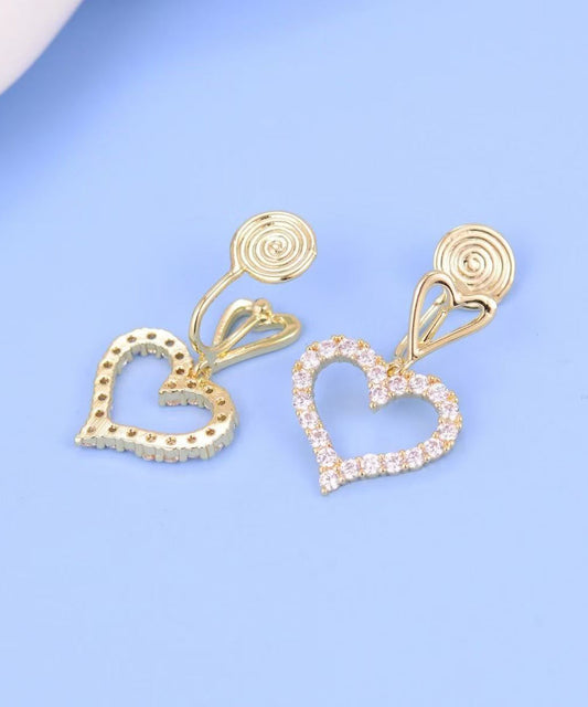Chic Gold Sterling Silver Overgild Zircon Hollow Out Love Drop Earrings