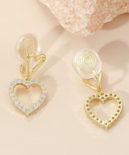 Chic Gold Sterling Silver Overgild Zircon Hollow Out Love Drop Earrings