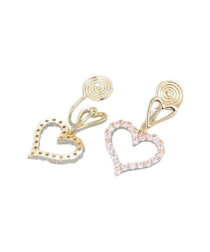 Chic Gold Sterling Silver Overgild Zircon Hollow Out Love Drop Earrings
