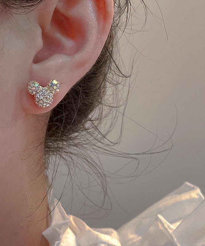 Elegantes pendientes de Mickey Mouse con circonitas en plata de ley y oro