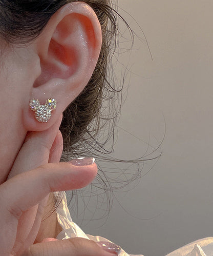 Elegantes pendientes de Mickey Mouse con circonitas en plata de ley y oro