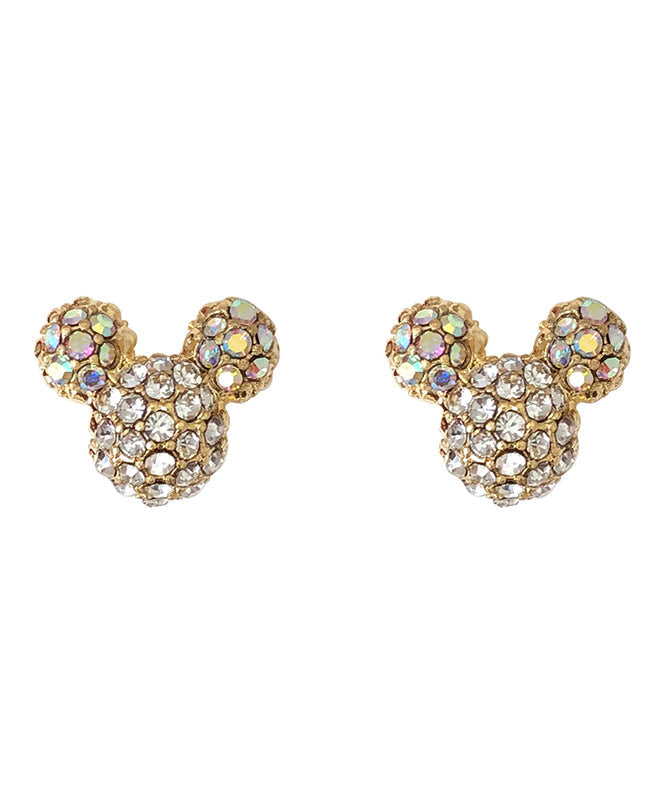 Elegantes pendientes de Mickey Mouse con circonitas en plata de ley y oro