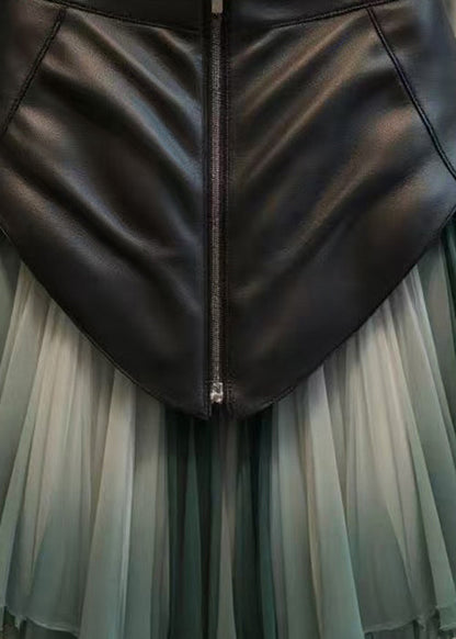 Chic Gradient Color Wrinkled Tulle Patchwork Skirts Spring