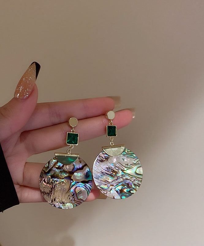 Schicke grüne Sterling Silber Acryl Zirkon Smaragd Runde Tropfen Ohrringe