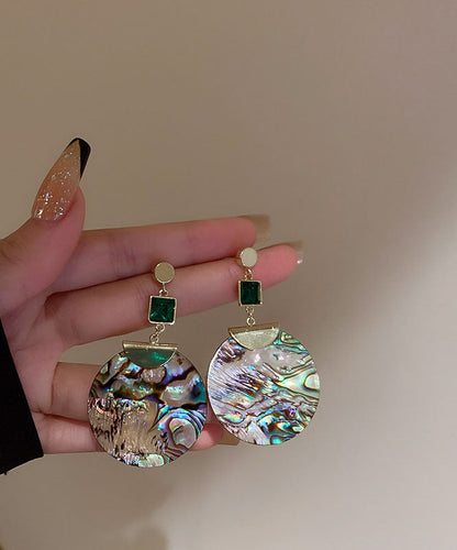 Schicke grüne Sterling Silber Acryl Zirkon Smaragd Runde Tropfen Ohrringe