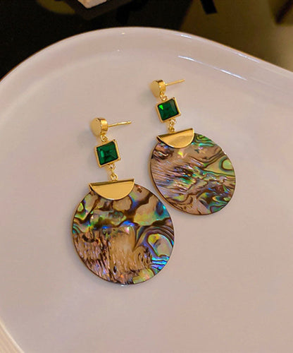 Schicke grüne Sterling Silber Acryl Zirkon Smaragd Runde Tropfen Ohrringe