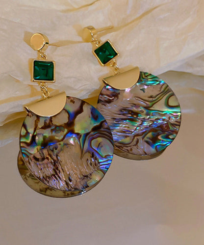 Schicke grüne Sterling Silber Acryl Zirkon Smaragd Runde Tropfen Ohrringe