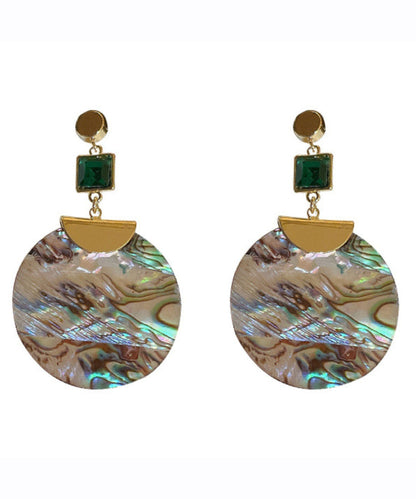 Schicke grüne Sterling Silber Acryl Zirkon Smaragd Runde Tropfen Ohrringe