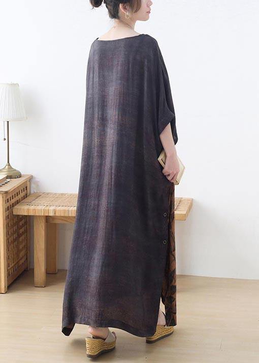 Chic Grey Print Batwing Sleeve Party Summer Chiffon Dress - SooLinen
