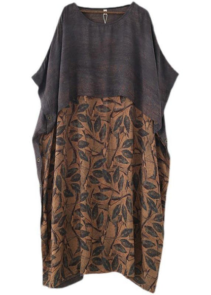 Chic Grey Print Batwing Sleeve Party Summer Chiffon Dress - SooLinen