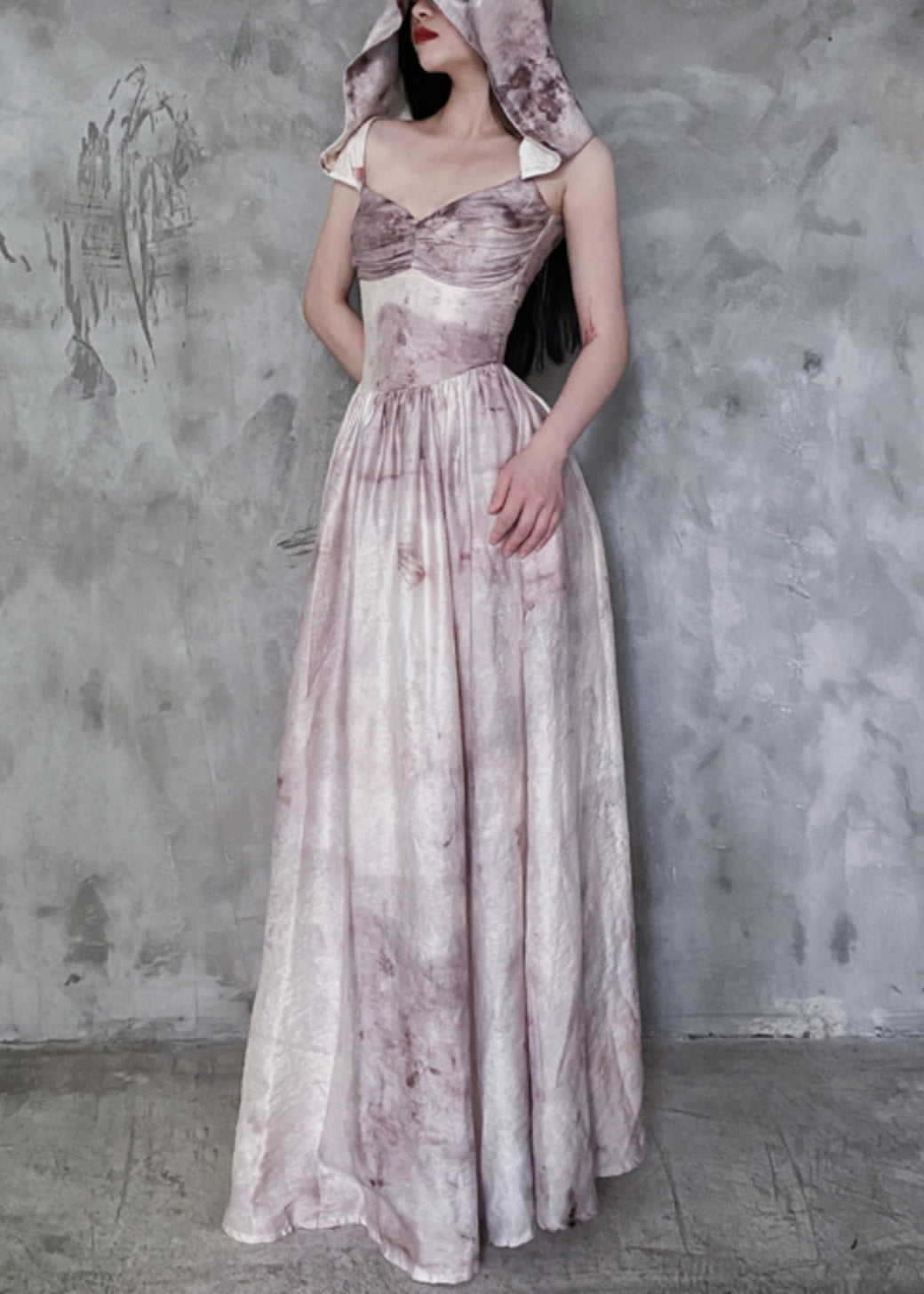 Chic Hooded Removable Tie Dye Cotton Spaghetti Strap Dress Sleeveless