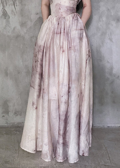 Chic Hooded Removable Tie Dye Cotton Spaghetti Strap Dress Sleeveless