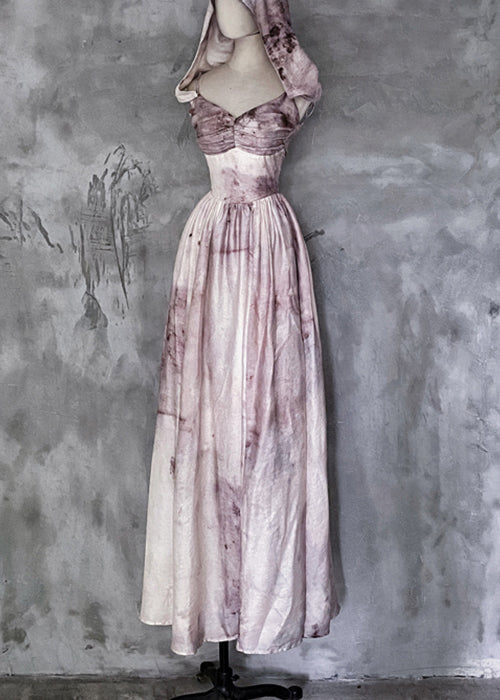 Chic Hooded Removable Tie Dye Cotton Spaghetti Strap Dress Sleeveless