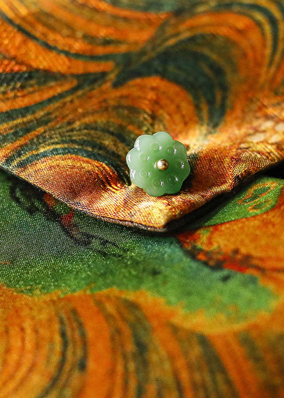 Chic Khaki Stehkragen knopfseite offen print Seidenwesten Frühling