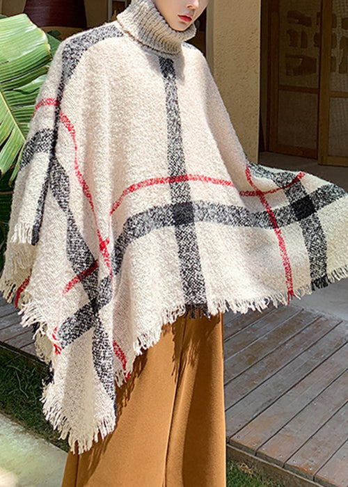 Chic Khaki Turtleneck Knit Cape Men Sweater Batwing Sleeve