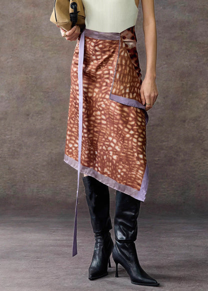 Chic Leopard Asymmetrical Print Lace Up Cotton Skirts Summer