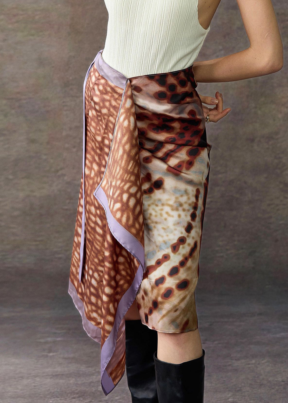 Chic Leopard Asymmetrical Print Lace Up Cotton Skirts Summer