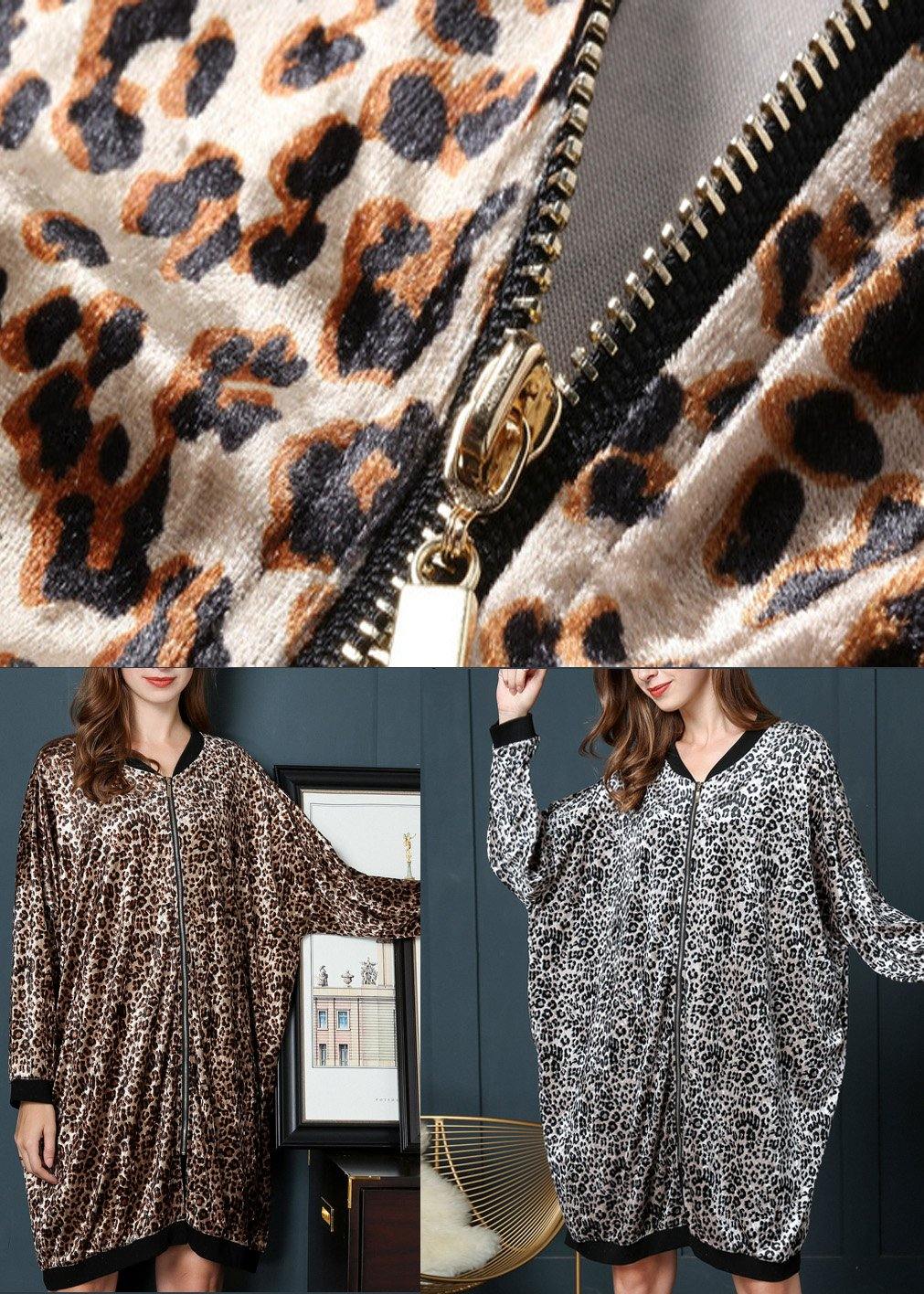 Chic Leopard Zippered Spring Jackets - SooLinen