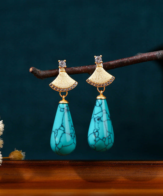 Schicke hellgrüne Kupfer Overgild Zirkon Türkis Wassertropfen Ohrringe