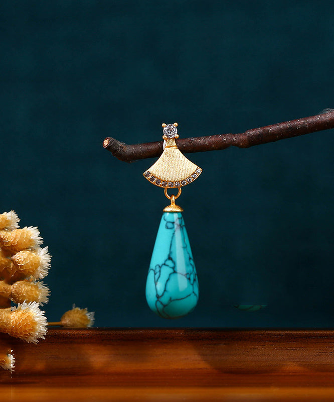 Schicke hellgrüne Kupfer Overgild Zirkon Türkis Wassertropfen Ohrringe