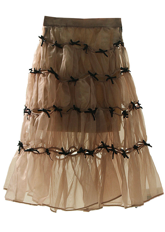 Chic Milch tee farbe Bogen faltig Röcke Frühling