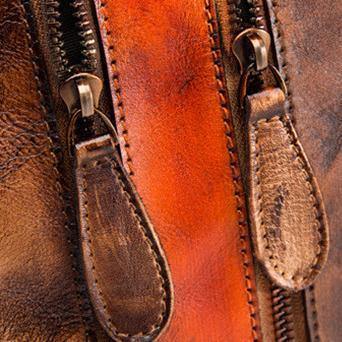 Chic Omychic Casual Travel chocolate Color Matching Leather Backpack - SooLinen