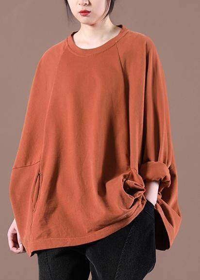 Chic Orange Casual Spring Tops - SooLinen
