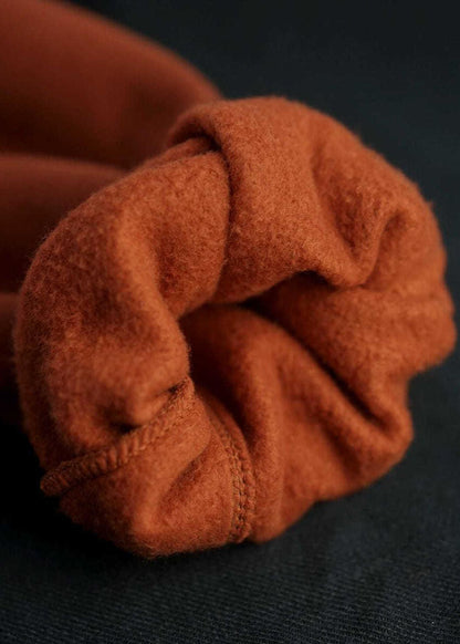 Chic Orange Cinched Pockets Warm Fleece Pants Winter