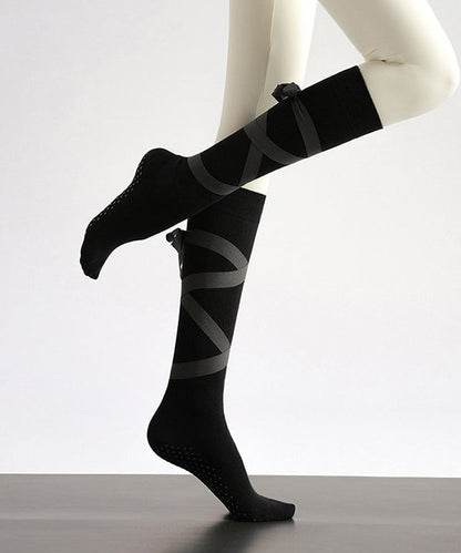 Chic Pink Bow Combed Cotton Over The Calf Socks