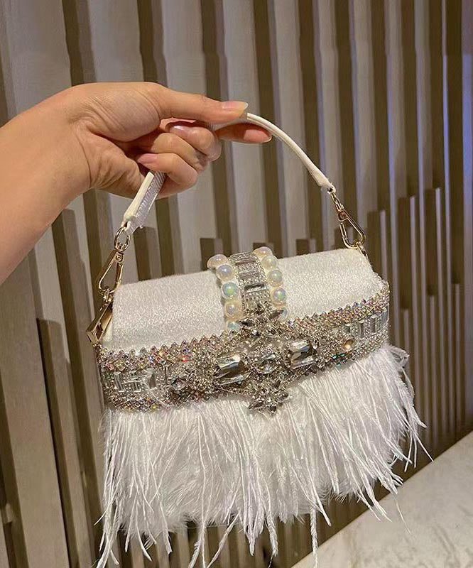Chic Pink Tassel Zircon Nail Bead Banquet Tote Handbag