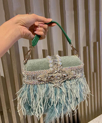 Chic Pink Tassel Zircon Nail Bead Banquet Tote Handbag