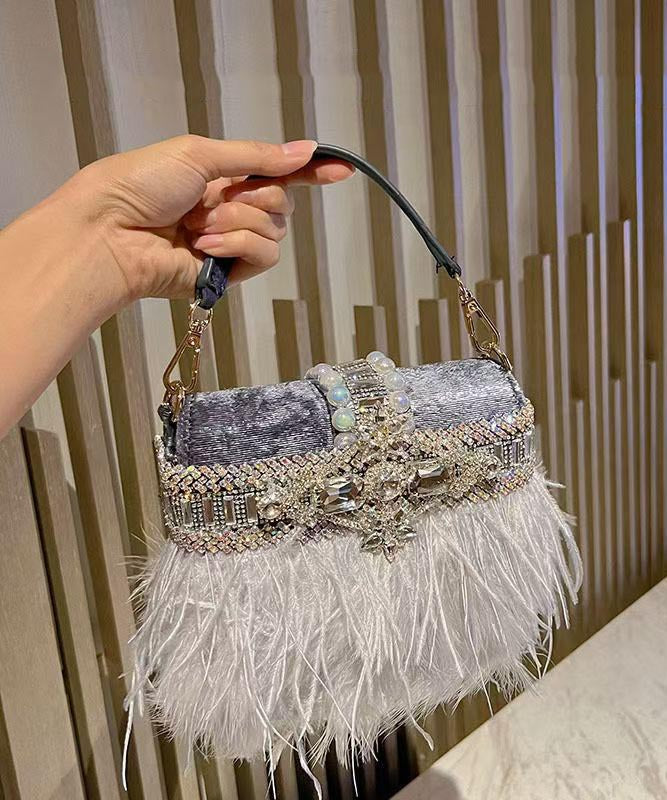 Chic Pink Tassel Zircon Nail Bead Banquet Tote Handbag