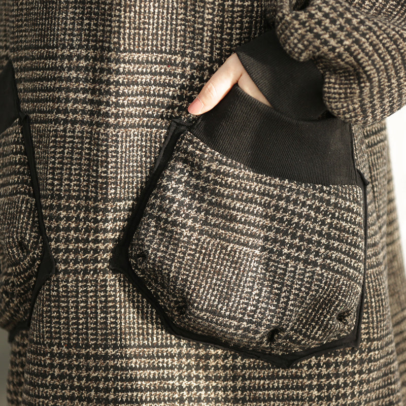 Schicke karierte Baumwolltuniken mit süßer Form und Kapuze, übergroße Frühlingskleider