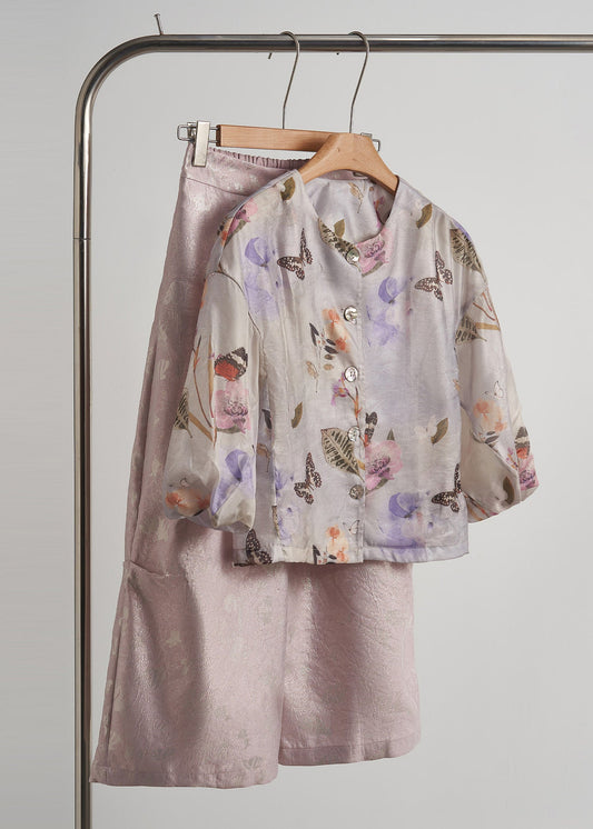 Camisa de algodón oversize con estampado morado chic para primavera