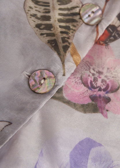 Camisa de algodón oversize con estampado morado chic para primavera