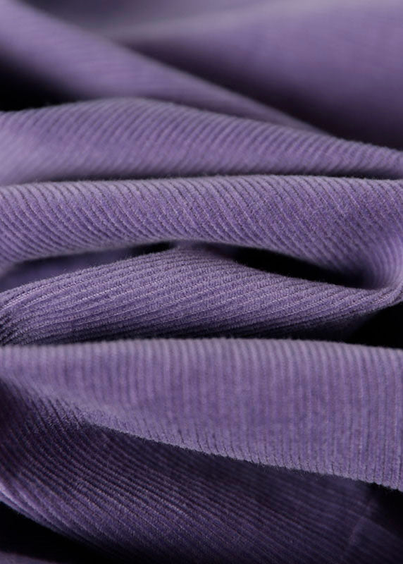 Chic Lila Patchwork Cord Hemd Kleider Langarm